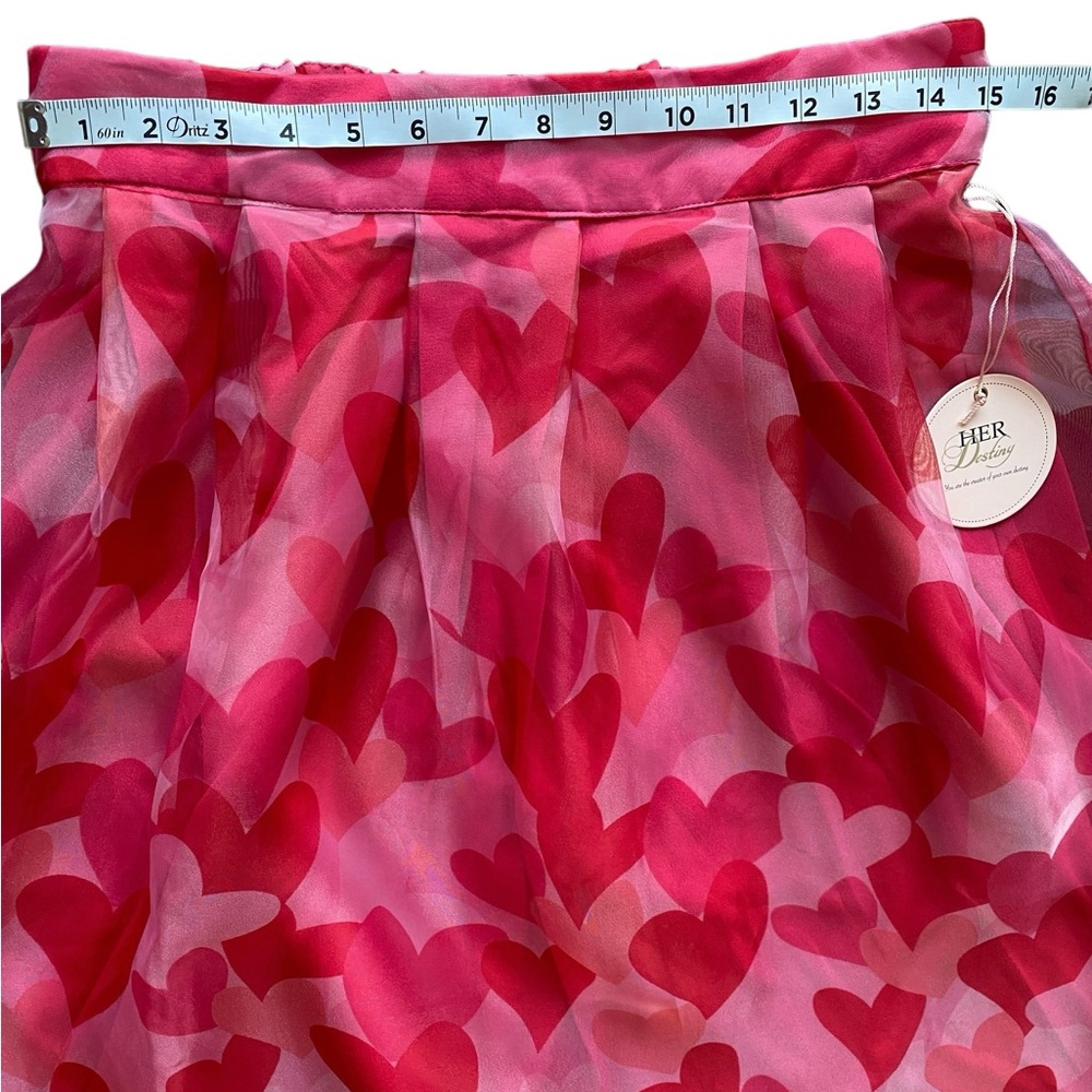 Her Destiny Red & Pink Hearts Sheer‎ Women’s Skirt Size L - Picture 4 of 10